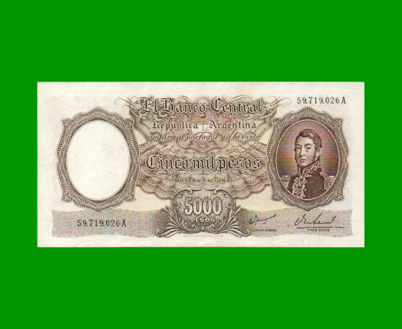 MONEDA NACIONAL $5.000,00, BOT 2182, AÑO 1968, ESTADO EXCELENTE- .-