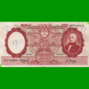 MONEDA NACIONAL $10.000,00, BOT 2186, AÑO 1962, ESTADO MUY BUENO- .-