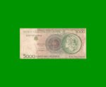 BILLETE DE BRASIL 5.000 CRUZEIROS, PICK 227, AÑO 1990, ESTADO BUENO.-