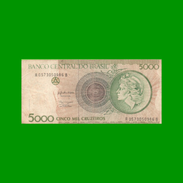BILLETE DE BRASIL 5.000 CRUZEIROS, PICK 227, AÑO 1990, ESTADO BUENO.-