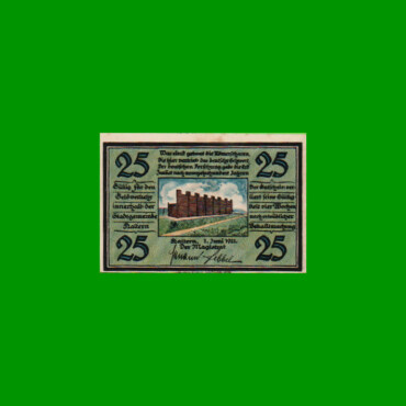 BILLETE DE ALEMANIA NOTGELD CIUDAD DE HALTERN 25 CENTAVOS, M. M. 514.1, ESTADO SIN CIRCULAR.-
