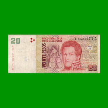 REPOSICION BILLETE CONVERTIBLE SEGUNDO DISEÑO $ 20,00, BOT 3524, ESTADO BUENO+ .-