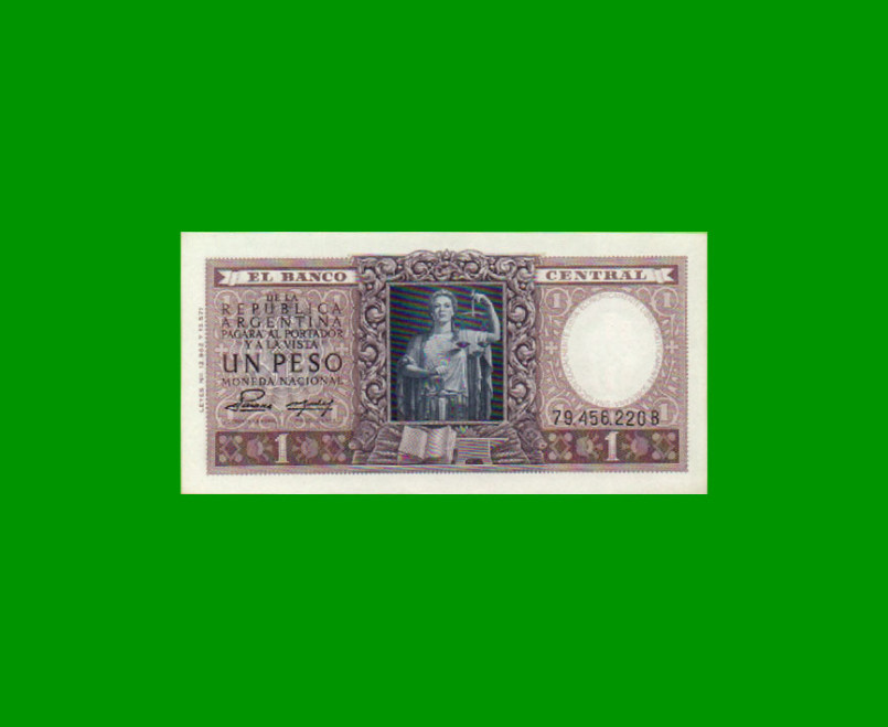 MONEDA NACIONAL $ 1,00, BOT 1912, AÑO 1954, ESTADO EXCELENTE+ .-