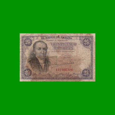 BILLETE DE ESPAÑA 25 PESETAS, PICK 130, AÑO 1946, ESTADO BUENO.-