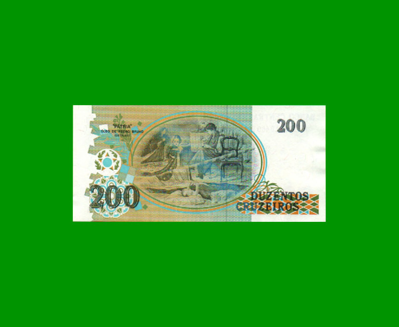 BILLETE DE BRASIL 200 CRUZEIROS, PICK 229, AÑO 1990, ESTADO SIN CIRCULAR.- - Imagen 2