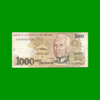 BILLETE DE BRASIL 1.000 CRUZEIROS, PICK 231a, AÑO 1990, ESTADO MUY BUENO- .-