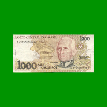 BILLETE DE BRASIL 1.000 CRUZEIROS, PICK 231a, AÑO 1990, ESTADO MUY BUENO- .-