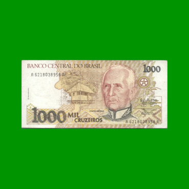 BILLETE DE BRASIL 1.000 CRUZEIROS, PICK 231a, AÑO 1990, ESTADO MUY BUENO.-