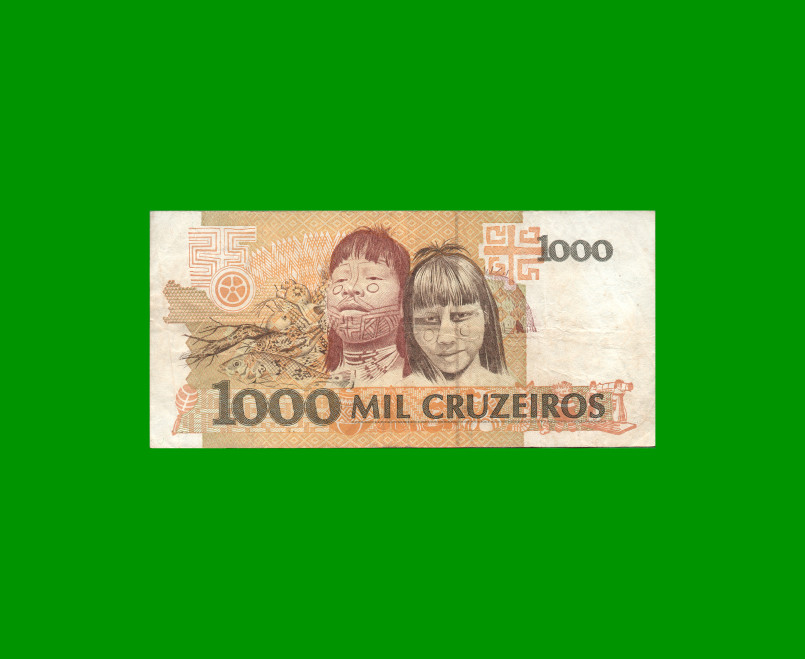 BILLETE DE BRASIL 1.000 CRUZEIROS, PICK 231b, AÑO 1991, ESTADO BUENO+ .- - Imagen 2