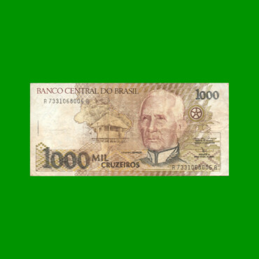BILLETE DE BRASIL 1.000 CRUZEIROS, PICK 231b, AÑO 1991, ESTADO BUENO+ .-