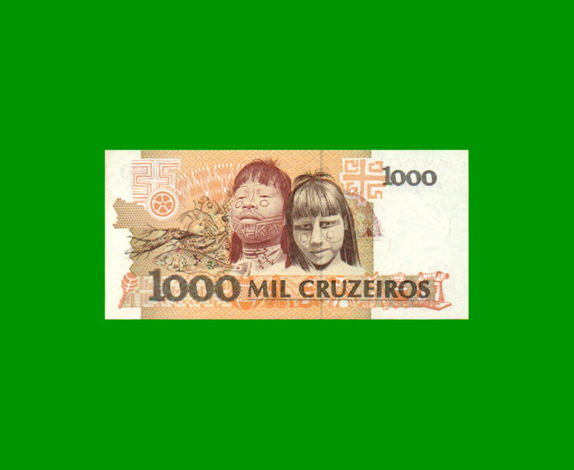 BILLETE DE BRASIL 1.000 CRUZEIROS, PICK 231a, AÑO 1990, ESTADO SIN CIRCULAR.- - Imagen 2