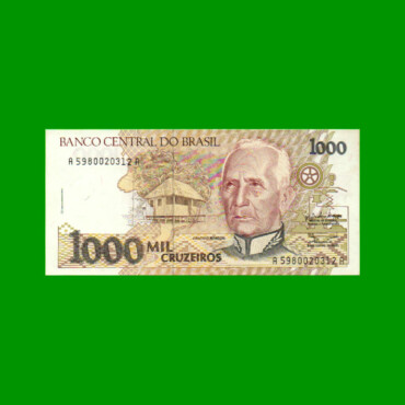 BILLETE DE BRASIL 1.000 CRUZEIROS, PICK 231a, AÑO 1990, ESTADO SIN CIRCULAR.-