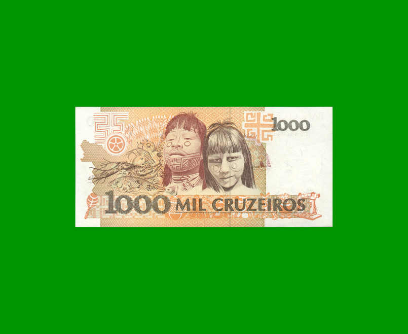 BILLETE DE BRASIL 1.000 CRUZEIROS, PICK 231b, AÑO 1991, ESTADO SIN CIRCULAR.- - Imagen 2