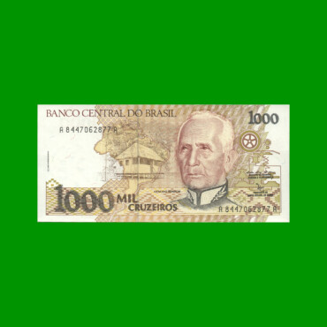 BILLETE DE BRASIL 1.000 CRUZEIROS, PICK 231b, AÑO 1991, ESTADO SIN CIRCULAR.-