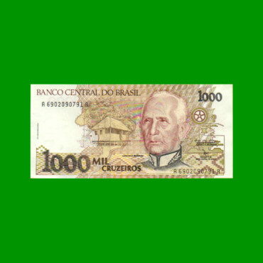 BILLETE DE BRASIL 1.000 CRUZEIROS, PICK 231b, AÑO 1991, ESTADO EXCELENTE+ .-