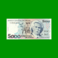 BILLETE DE BRASIL 5.000 CRUZEIROS, PICK 232a, AÑO 1990, ESTADO EXCELENTE+ .-