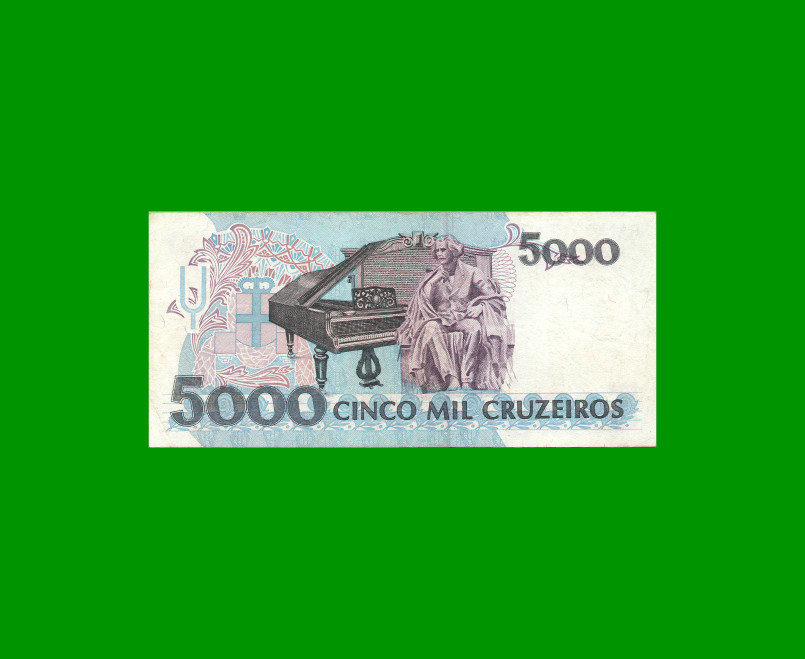 BILLETE DE BRASIL 5.000 CRUZEIROS, PICK 232c, AÑO 1992, ESTADO MUY BUENO+ .- - Imagen 2