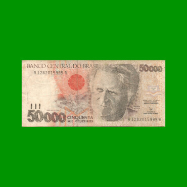 BILLETE DE BRASIL 50.000 CRUZEIROS, PICK 234, AÑO 1992, ESTADO BUENO.-