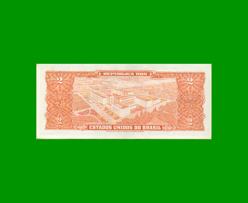 BILLETE DE BRASIL 2 CRUZEIROS, PICK 157c, AÑO 1956, ESTADO EXCELENTE+ .- - Imagen 2