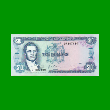 BILLETE DE JAMAICA 10 DOLARES, PICK 71d, ESTADO SIN CIRCULAR.-