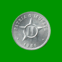 MONEDA DE CUBA 2 CENTAVOS, AÑO 1986, ESTADO NUEVA.-