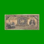 BILLETE DE BRASIL 500 RIES, PICK 1b, AÑO 1894, ESTADO MUY BUENO- .-