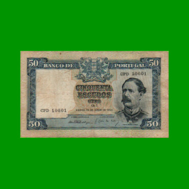 BILLETE DE PORTUGAL 50 ESCUDOS, PICK 160, AÑO 1955, ESTADO MUY BUENO.-