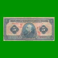 BILLETE DE BRASIL 5 MIL RIES, PICK 29b, AÑO 1936, ESTADO MUY BUENO- .-
