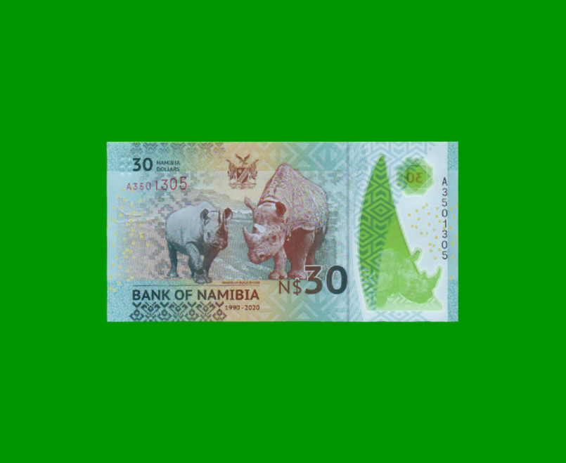 BILLETE DE NAMIBIA 30 DOLARES, POLYMERO, PICK 18, ESTADO SIN CIRCULAR.- - Imagen 2