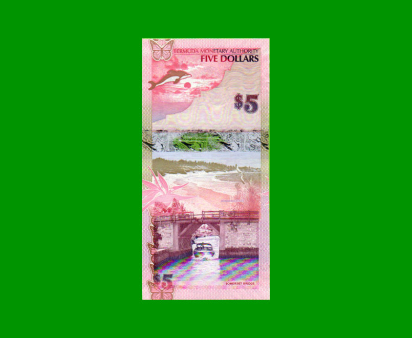 BILLETE DE BERMUDA 5 DOLARES, HIBRIDO, PICK 58, ESTADO SIN CIRCULAR.- - Imagen 2