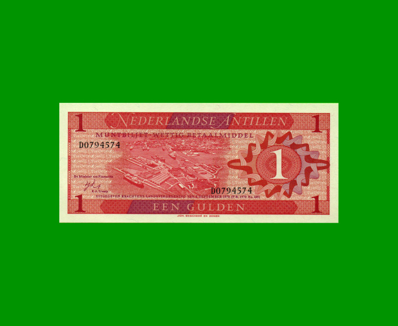 BILLETE DE ANTILLAS HOLANDESAS 1 GULDEN, PICK 20a, AÑO 1970, ESTADO SIN CIRCULAR.-