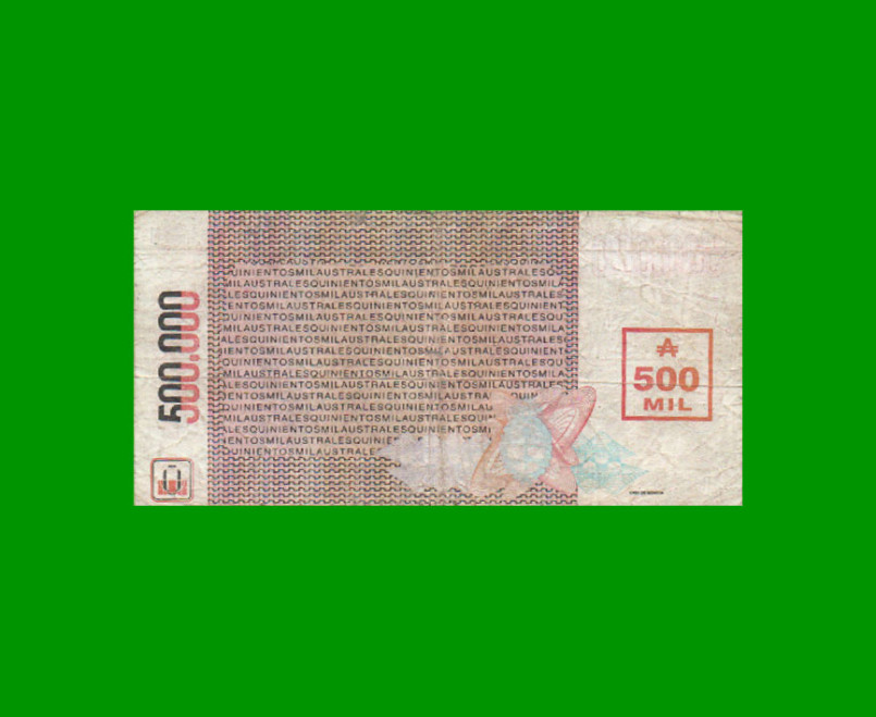 REPOSICION BILLETE DE 500.000 AUSTRALES TRANSITORIOS, BOT 2898, ESTADO BUENO.- - Imagen 2