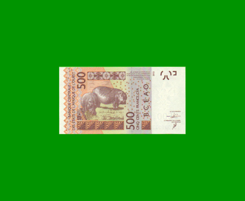 BILLETE DE GUINEA BISSAU 500 FRANCOS, PICK 919Se, AÑO 2016, ESTADO SIN CIRCULAR.- - Imagen 2