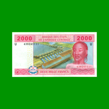BILLETE DE AFRICA CENTRAL - CAMERUN 2.000 FRANCOS, PICK 208U, AÑO 2002, ESTADO EXCELENTE.-