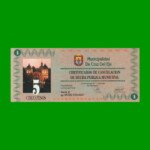 BONO MUNICIPALIDAD DE CRUZ DEL EJE $ 5,00, AÑO 1996, SERIE A, ESTADO SIN CIRCULAR.-