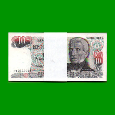 FAJO DE BILLETES PESOS ARGENTINOS $10,00, BOT 2614a, PICK 313, AÑO 1984, ESTADO SIN CIRCULAR.-