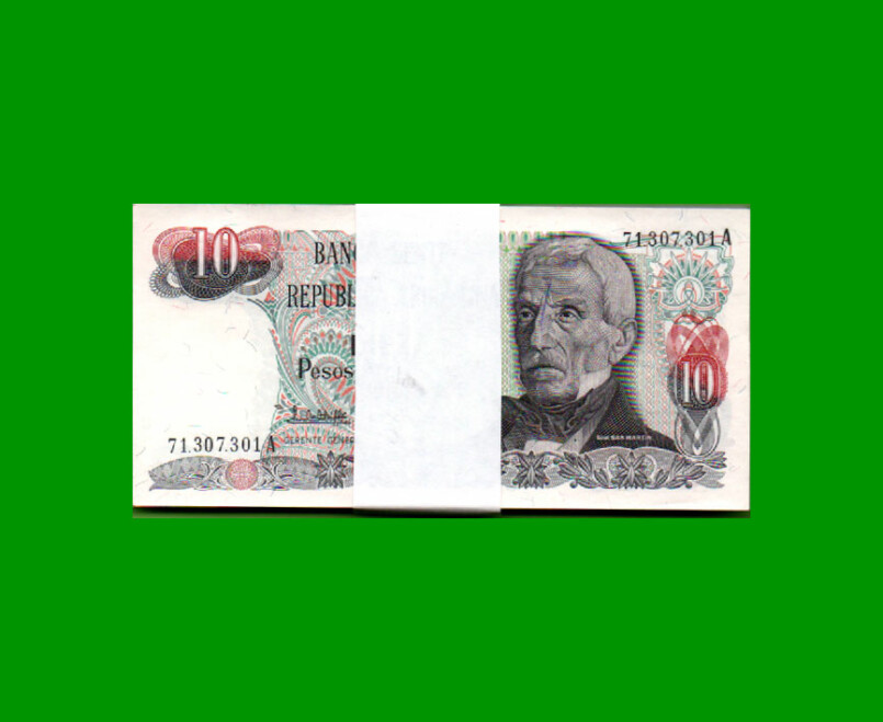 FAJO DE BILLETES PESOS ARGENTINOS $10,00, BOT 2614a, PICK 313, AÑO 1984, ESTADO SIN CIRCULAR.-