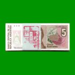FAJO DE BILLETES AUSTRALES, 5 AUSTRALES, BOT 2814, PICK 324b, AÑO 1987, ESTADO SIN CIRCULAR.-