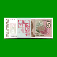 FAJO DE BILLETES AUSTRALES, 5 AUSTRALES, BOT 2814, PICK 324b, AÑO 1987, ESTADO SIN CIRCULAR.-