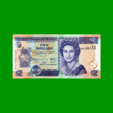 BILLETE DE BELICE 2 DOLARES, PICK 66e, ESTADO SIN CIRCULAR.-