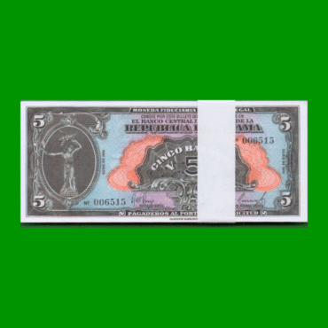 FAJO DE BILLETES DE PANAMA, 5 BALBOAS, FASCIMIL, ESTADO SIN CIRCULAR.-