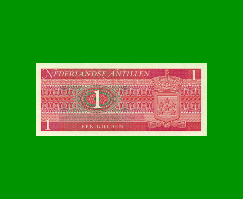 BILLETE DE ANTILLAS HOLANDESAS 1 GULDEN, PICK 20a, AÑO 1970, ESTADO SIN CIRCULAR.- - Imagen 2