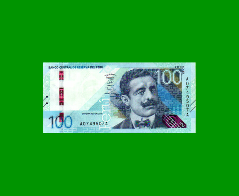 BILLETE DE PERU 100 SOLES, PICK NEW, AÑO 2019, ESTADO SIN CIRCULAR.-