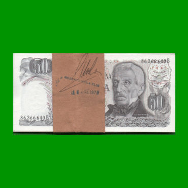 FAJO DE BILLETES PESOS LEY 18.188 $50,00, PICK 301b, AÑO 1978, ESTADO SIN CIRCULAR.-