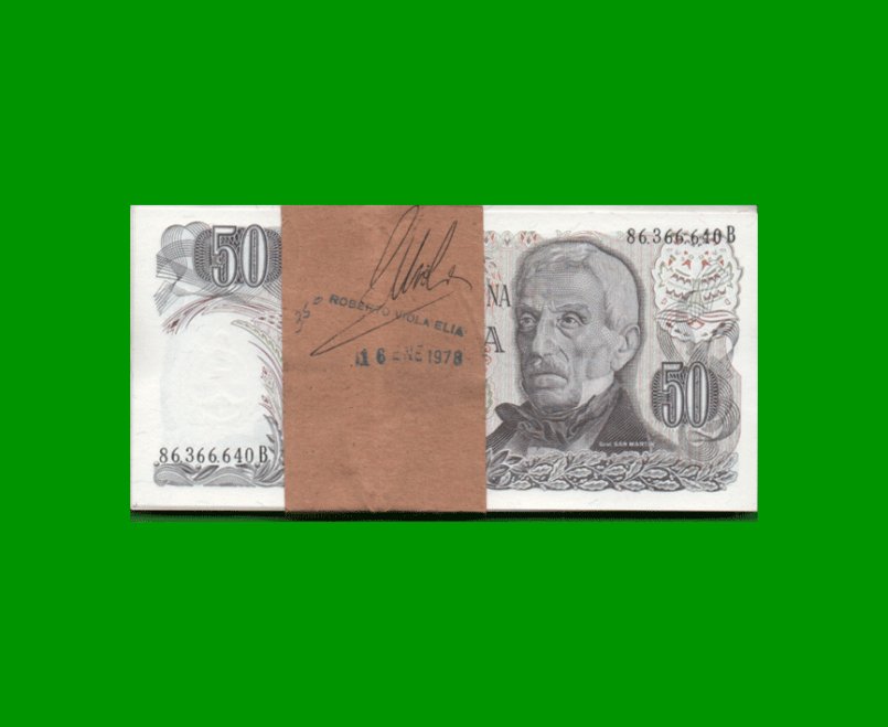 FAJO DE BILLETES PESOS LEY 18.188 $50,00, PICK 301b, AÑO 1978, ESTADO SIN CIRCULAR.-