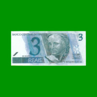 BILLETE DE BRASIL 3 REALES, FASCIMIL, AÑO 1994, EFINGE, ESTADO SIN CIRCULAR.-