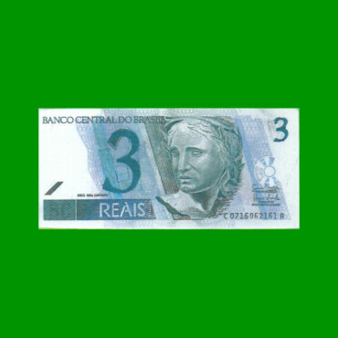 BILLETE DE BRASIL 3 REALES, FASCIMIL, AÑO 1994, EFINGE, ESTADO SIN CIRCULAR.-