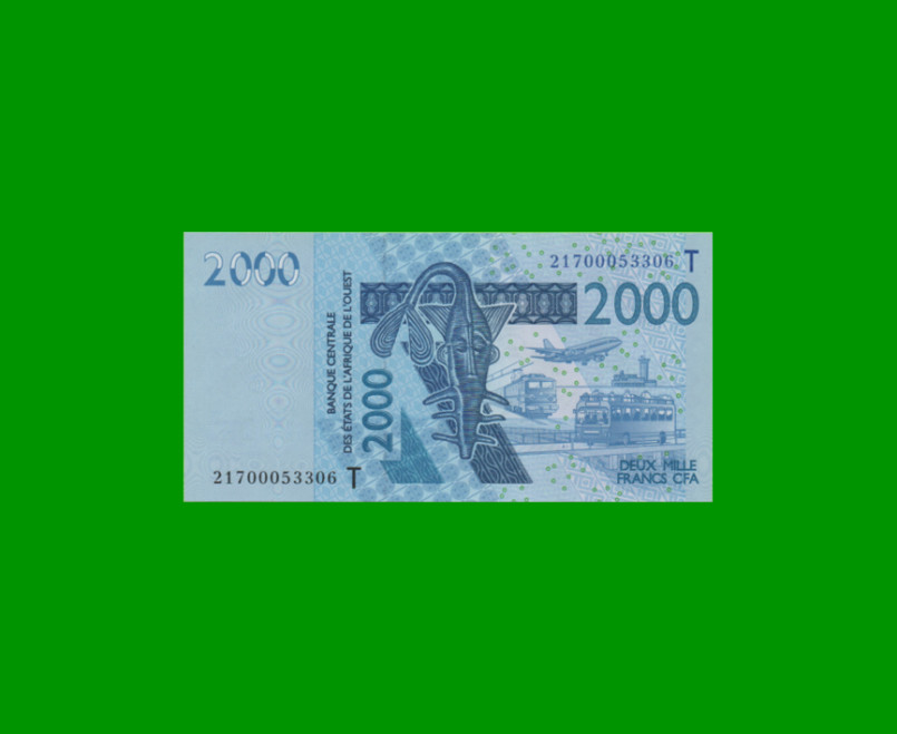 BILLETE DE AFRICA DEL OESTE - TOGO 2.000 FRANCOS, PICK 816T, ESTADO SIN CIRCULAR.-