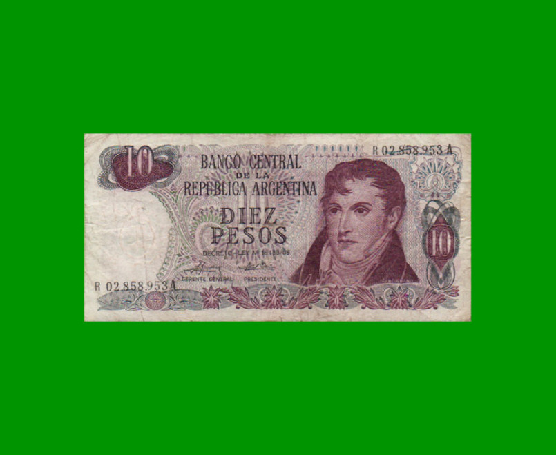 REPOSICION BILLETE PESOS LEY 18.188 $ 10,00, BOT 2358, ESTADO BUENO.-