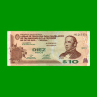 BONO DE ENTRE RIOS $ 10,00, EC 334, AÑO 01/10/2001, ESTADO MUY BUENO+ .-